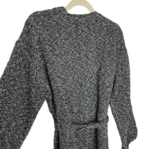 Eileen Fisher Textured Black/White Knit Belted Cardigan, M - Picture 3 of 7